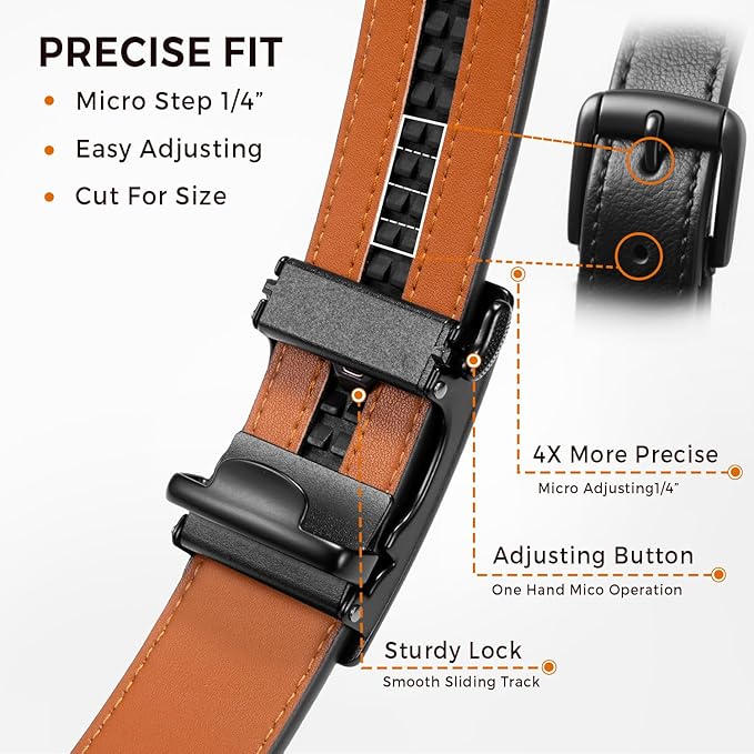 Zitahli Ratchet Belts for Men,Adjustable for Gift mens belt Leather For Dress and Casual Trim to Fit,Men's Accessories
