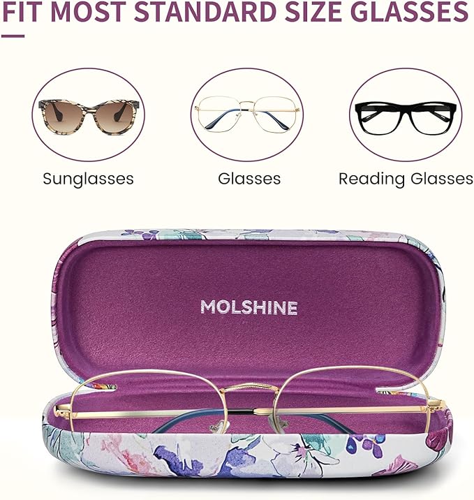 molshine Hard Shell Sunglasses Case, Classic Large Glasses Case for Women Men, Sunglass Eyeglasses
