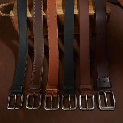 VATAN Men's Full Grain Leather Casual Every Day Jeans Belts, Handmade Men Leather Belt with Gift Box