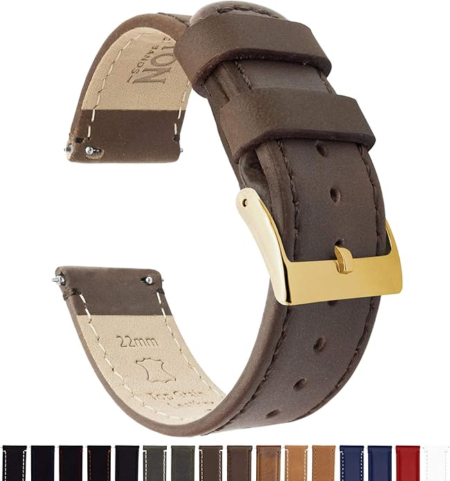 BARTON WATCH BANDS - Top Grain Leather Watch Bands Compatible with Apple Watch Models - 1, 2, 3, 4, 5, 6, 7, 8, 9, 10, SE, Ultra & Ultra 2