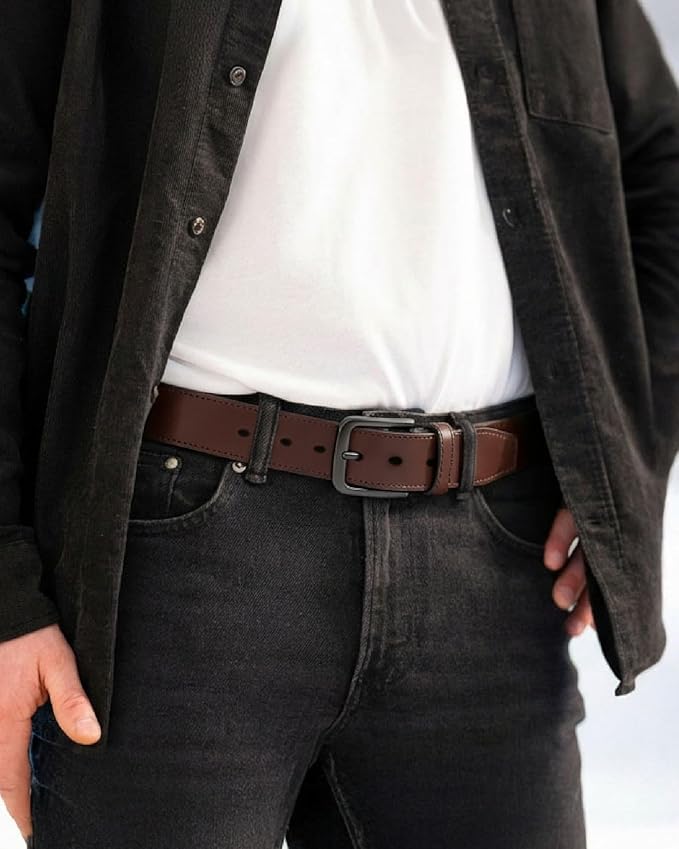 CHAOREN Mens Belts Leather - 35mm Genuine Leather Belt for Jeans - Men Gift for Casual Dress
