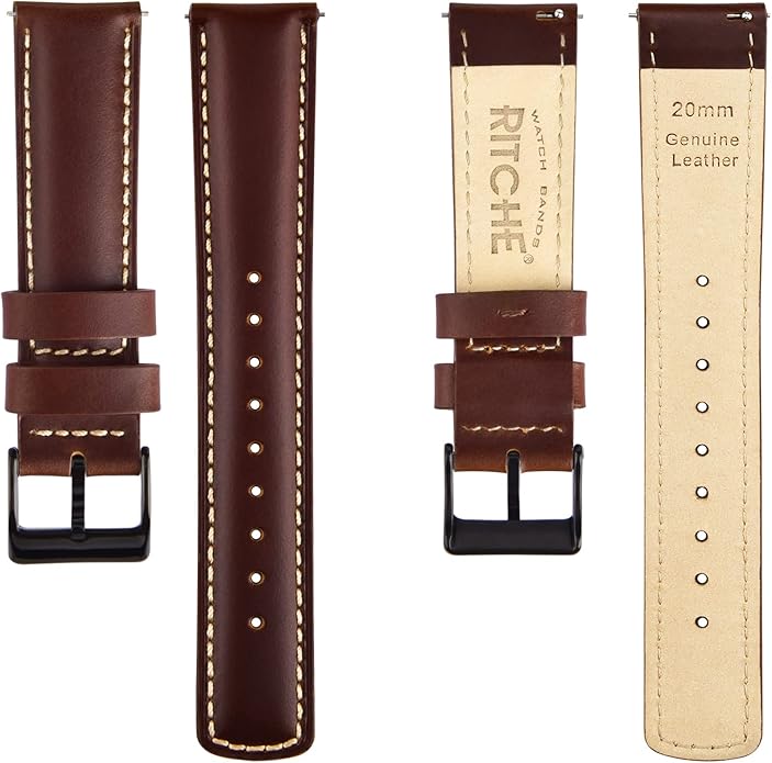 Ritche Christmas Gift Quick Release Leather Watch Bands Genuine Watch Straps for Men Women Top Grain Leather Watch Strap, White Elephant Gifts, Stocking Stuffers for Men, Father's Day gifts