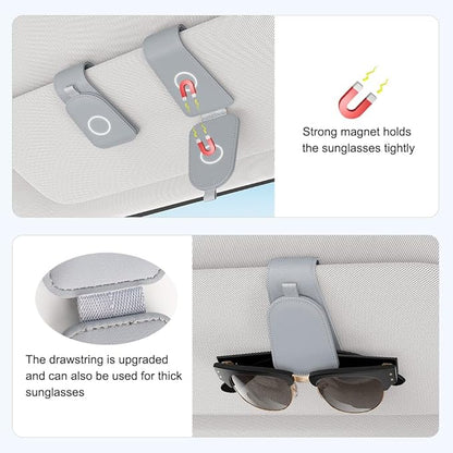 Sotfamily Sunglass Holder for Car Visor, Suede Cloth Magnetic Sunglass Organizer for Car Accessories, 2 Packs, Light Gray