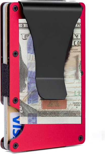 Slim Wallet for Men,RFID Blocking Minimalist Metal Wallet, Money Clip/Cash Holder, Front Pocket Aluminum Credit Card Holder, Ideal Gift for Men,Matte Orange