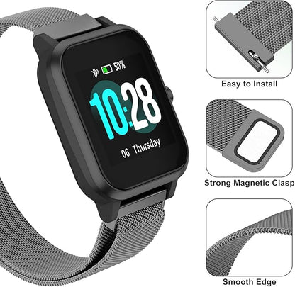 Vanjua 18mm 19mm 20mm 22mm Watch Band Quick Release Replacement Wristbands, Stainless Steel Metal Mesh Loop Adjustable Magnetic Replacement Straps Bands for Men Women