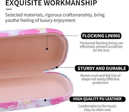 PERFECTSIGHT Hard Shell Eyeglasses Case, PU Leather Protective Glasses Case, Cute Eyeglass Case for Women Men Girls
