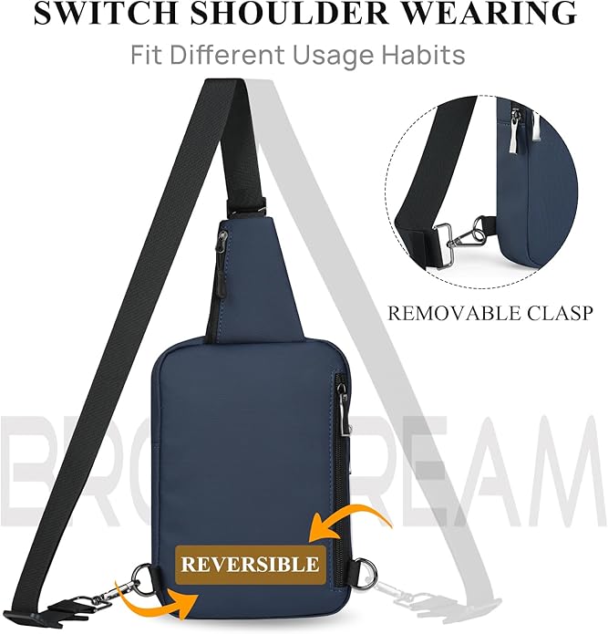 BROADREAM Mini Sling Bag for Men Women Small Crossbody Backpack Shoulder Bags with RFID & Waterproof for Hiking Trave Running