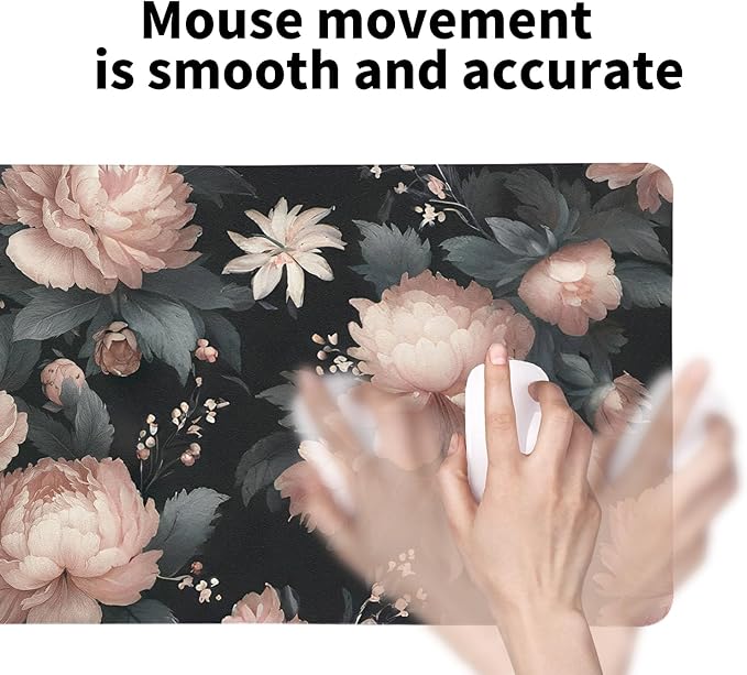 Luxurious Peony Floral Desk Mat, Elegant PU Leather Desk Pad for Women - Large Non-Slip Office Mat for a Stylish & Protected Gaming & Home Workspace（27.56 * 13.78in）