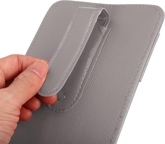 X AUTOHAUX PU Leather Car Sun Visor Organizer Glasses Holder Card Holder Auto Accessories Pocket Organizer Gray