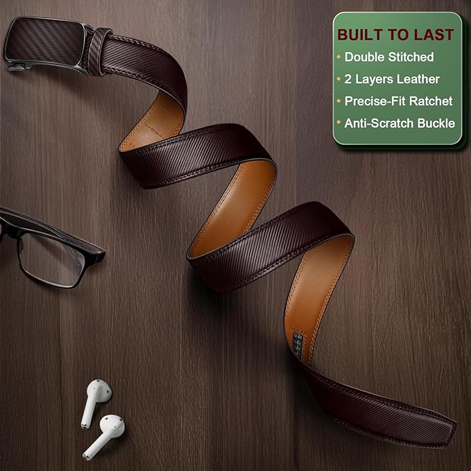 BULLIANT Men's Ratchet Belt Nontrimmable-Click Belt Adjustable for Men Gift Lightweight 1 3/8"