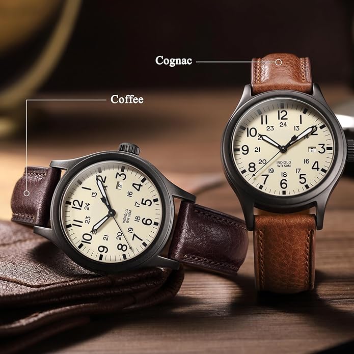 Getalia Italian leather Watch Band Tuscany Natural Vegetable-Tanned Full Grain Leather,14mm 16mm 18mm 19mm 20mm 21mm 22mm Quick Release Replacement Watch Straps for Men and Women Thick and Soft