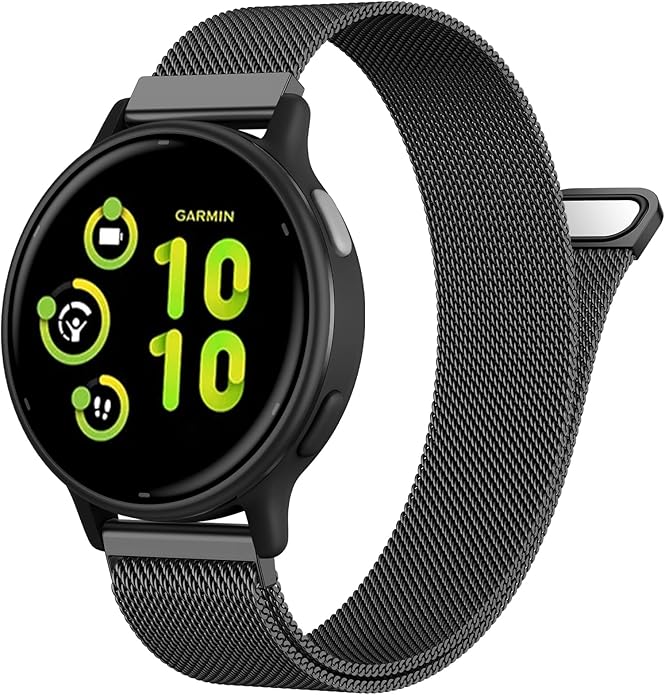 18mm 20mm Metal Band Compatible for Garmin Vivoactive 5/6/4S/3 Watch Bands, Soft Stainless Steel Mesh Strap for Garmin Venu 3S/Venu 2S/Sq Watch Band, Forerunner 55/245/255S/265S Watch Band Women Men
