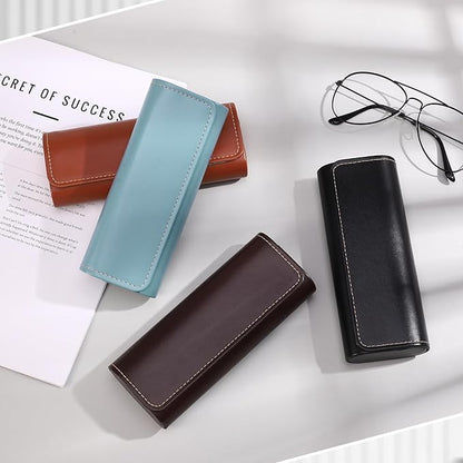 4Pack Glasses Case, Eyeglasses Case Hard Shell, Lightweight Portable Case for Sunglasses Eye Glasses Case with Cleaning Cloth Unisex Black,Blue,Brown,Maroon