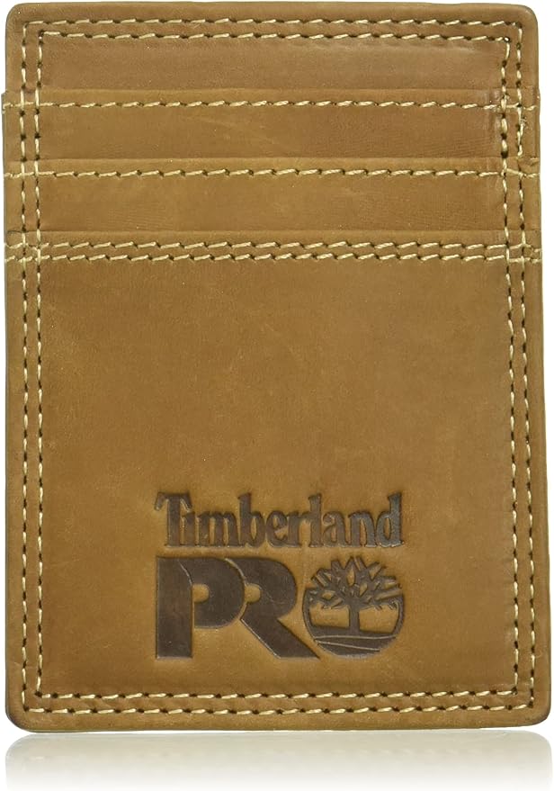 Timberland PRO Men's Leather Front Pocket Wallet with Money Clip Accessory