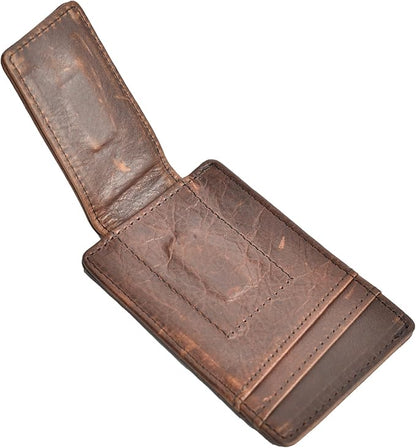 Money Clip RFID Front Pocket Wallet Men Leather Slim Minimalist Wallet