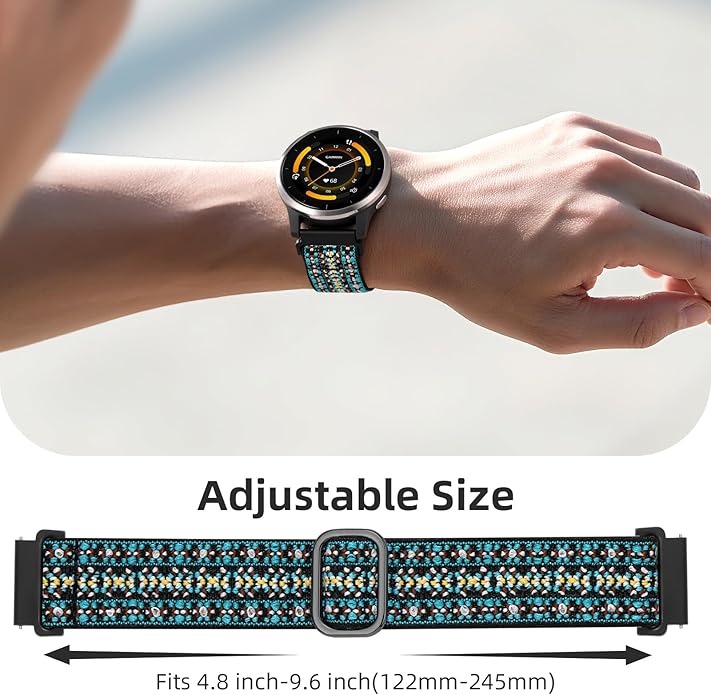 DaQin 3 Pack Nylon Watch Bands Compatible with 16mm 18mm 20mm 22mm Quick Release Watch Band, Adjustable Soft Stretchy Solo Loop Strap Elastic Braided Relacement Wristband for Men Women
