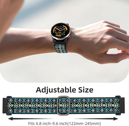 DaQin 3 Pack Nylon Watch Bands Compatible with 16mm 18mm 20mm 22mm Quick Release Watch Band, Adjustable Soft Stretchy Solo Loop Strap Elastic Braided Relacement Wristband for Men Women