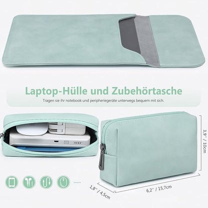 HYZUO 15 Inch Laptop Sleeve Case Bag for MacBook Air 15 M5 A3448 M4 A3241 M3 A3114 M2 A2941 2026-2023, 15" Surface Laptop 7/6/5/4/3, MacBook Pro 15 2019-2016, Faux Suede Leather, Mint Green