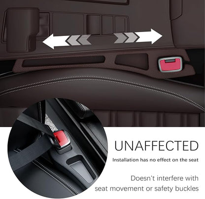 2PCS Car Seat Gap Filler Organizer,2 in 1 Car Gap Filler with Fill and Storage Function for Storing Phones Keys Cards,Universal Multifunctional No Drop Seat Guard for Cars (Brown)