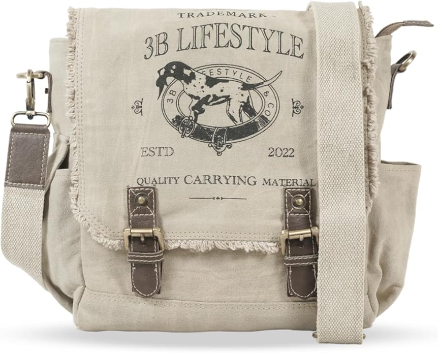 Roven - Vintage Canvas Leather Messenger Bag for Men & Women