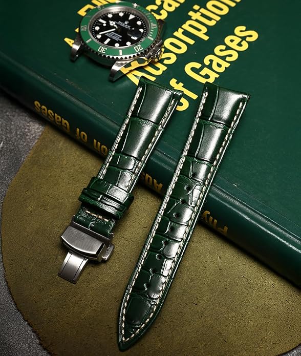REZERO Leather Watch Bands for Men, Quick Release Watch Straps, Luxury Italian Alligator Grain Embossed Band Replacements 19mm 20mm 21mm 22mm