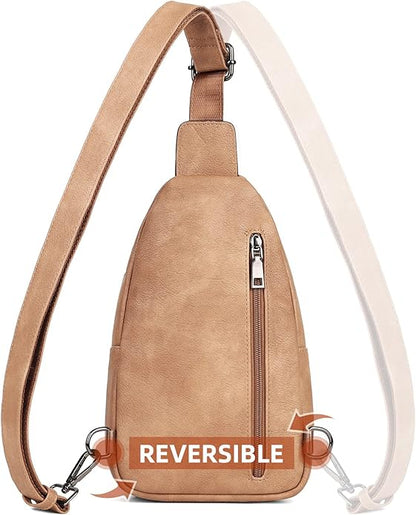 MASINTOR Sling Bag for Women - Crossbody Bags Fanny Pack with Vegan Leather - Adjustable Sling Backack for Travel