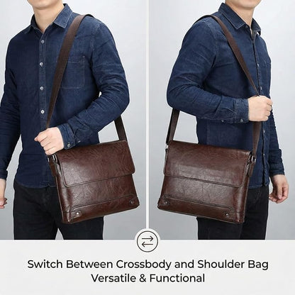Messenger Bag for Men, 13 inch Purse Crossbody Bag, Waterproof Shoulder Bag for Office Business