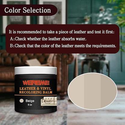 Leather Recoloring Balm & Color Restorer - Multipurpose Dye & Paint for Faded Leather Couches, Car Seats, Shoes | Fix Scratches on Clothing, Furniture & Accessories(Beige)