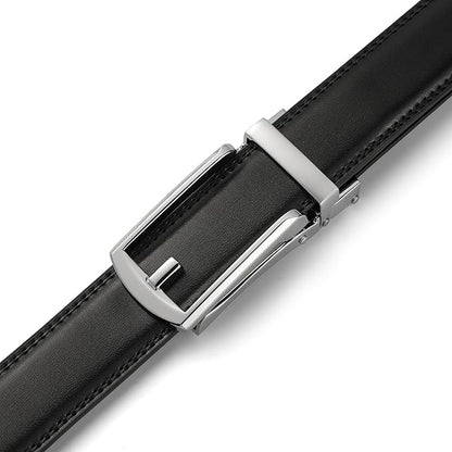 Founders & C Mens Ratchet Belt Leather Click 1 1/4" with Slide Buckle, Casual Dress Belt Adjustable