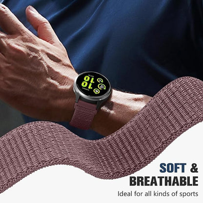 18mm 20mm 22mm Hook and Loop Watch Band Compatible with Garmin Vivoactive 5/ Vivoactive 6/ Vivoactive 3, Soft Nylon Breathable Sport Strap for Venu 2S/ Venu3S/ Forerunner 265s,Venu 3/ Venu 2 Men Women