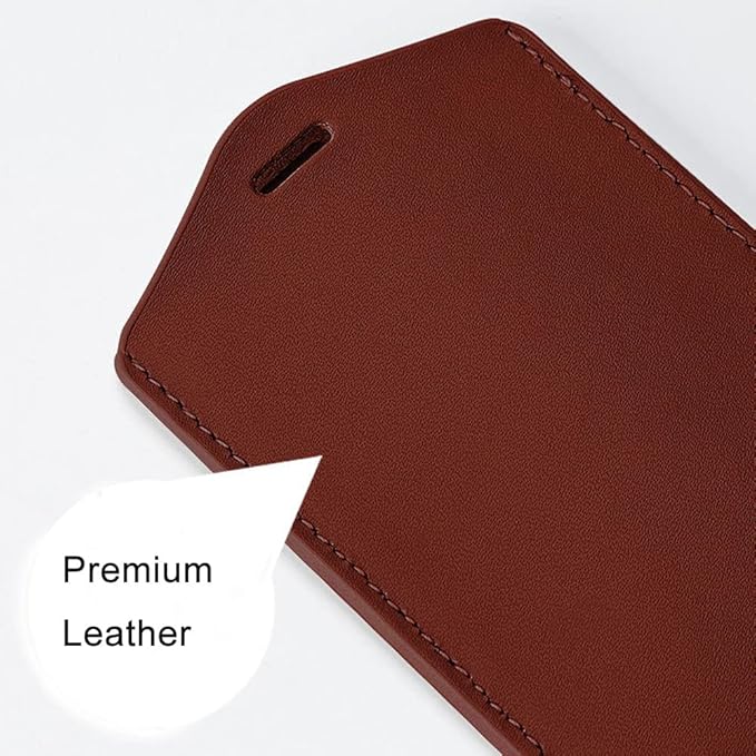 Larpur Pack of 2 Genuine Leather Badge Holders, Vertical ID Card Holders with 1 Clear ID Window for Work, School, Office