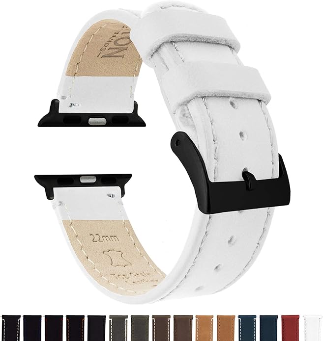 BARTON WATCH BANDS - Top Grain Leather Watch Bands Compatible with Apple Watch Models - 1, 2, 3, 4, 5, 6, 7, 8, 9, 10, SE, Ultra & Ultra 2