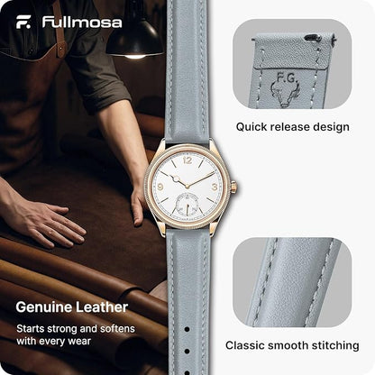 Fullmosa Watch Band, Quick Release Leather Watch Strap for Men Women, Replacement Bands Width 12mm 14mm 16mm 18mm 19mm 20mm 21mm 22mm 24mm