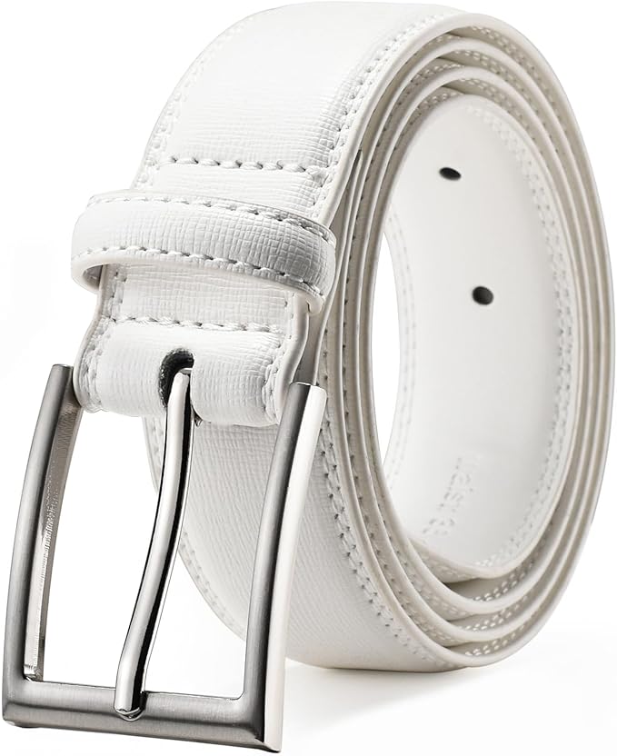 Mens Genuine Leather Dress Belt Classic Casual Belt with Single Prong Buckle for Jeans Pants Work and Business
