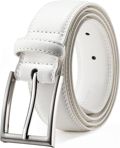 Mens Genuine Leather Dress Belt Classic Casual Belt with Single Prong Buckle for Jeans Pants Work and Business