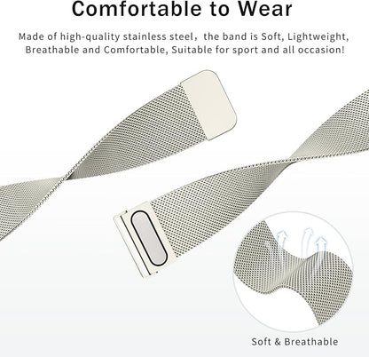 Vanjua 20mm 22mm Watch Band for Women Men, 20mm 22mm Quick Release Stainless Steel Metal Mesh Loop Adjustable Magnetic Replacement Wristbands Straps Bands