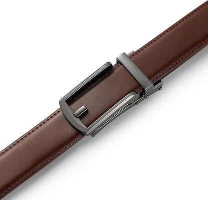 Founders & C Mens Ratchet Belt Leather Click 1 1/4" with Slide Buckle, Casual Dress Belt Adjustable