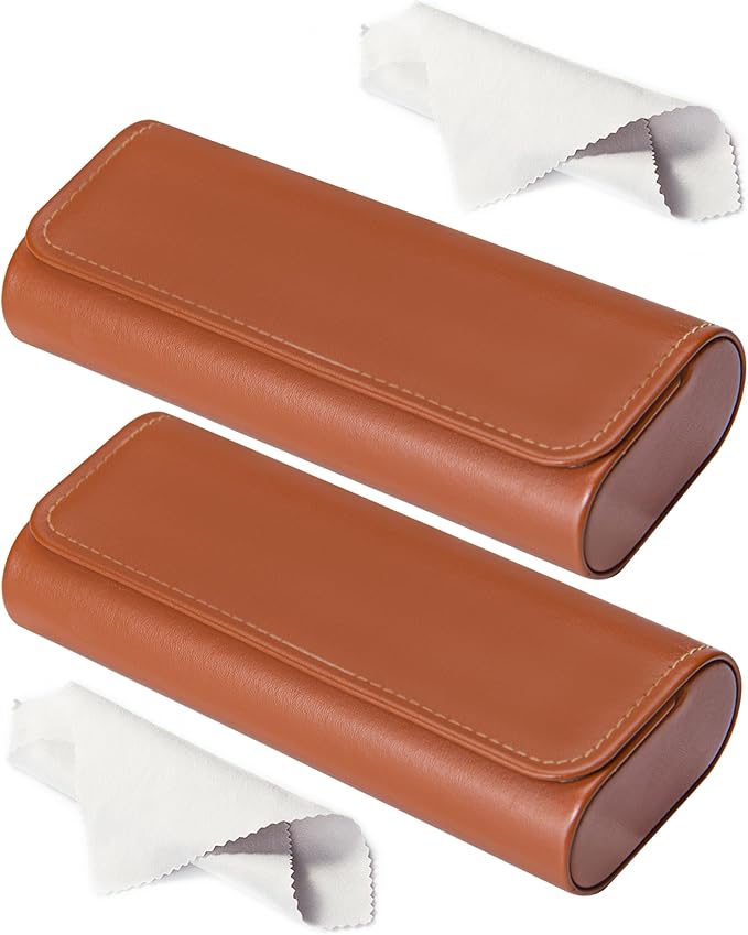 RayLove Glasses Case Hard Shell, Travel Sunglasses Case, Leather Hard Eyeglass Case for Women, Reading Glasses Case for Men