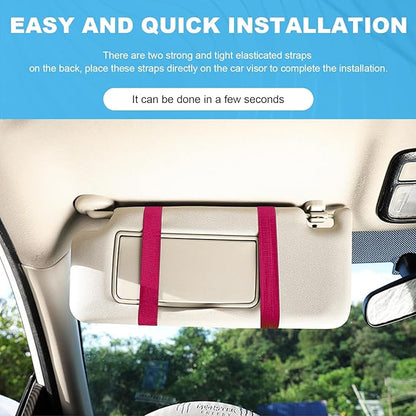 Car Sun Visor Organizer, Auto Interior Visor Storage Pouch Holder with Zipper, Multi-Pocket Net Personal Belonging Organizer, Universal Car Accessory for Cards, Documents (Rose Red)