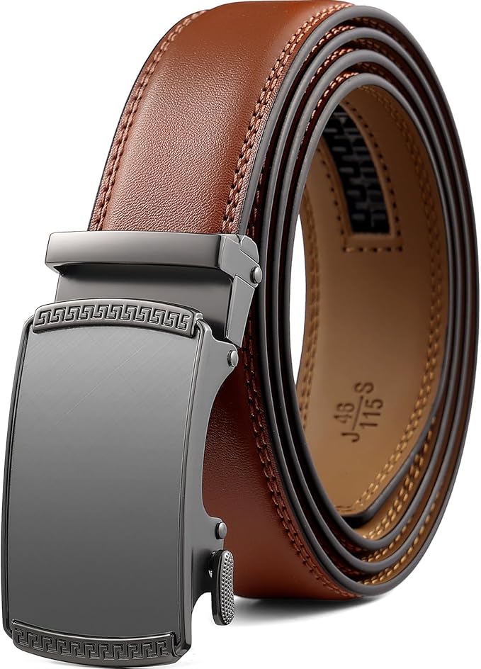 Founders & C Ratchet Belts for Men-Black/Brown Belt Leather 1 3/8" for Casual Dress-Micro Adjustable Belt