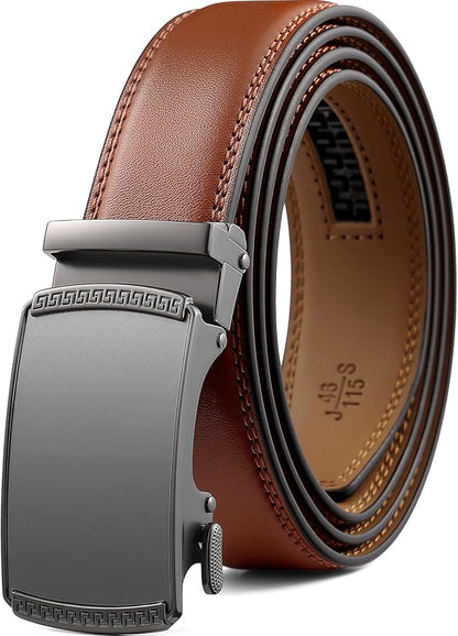 Founders & C Ratchet Belts for Men-Black/Brown Belt Leather 1 3/8" for Casual Dress-Micro Adjustable Belt