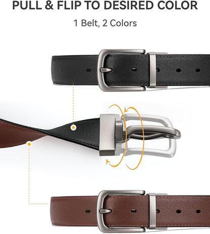 CHAOREN Reversible Belt Men 1 Piece - 1.25" Leather Dress Belt - Trim to Fit for Elegant Style