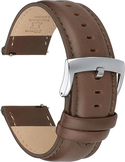 OTTOODY Leather Watch Bands Quick Release, Elegant Top Grain Leather Watch Straps for Men & Women, Choice of Color & Width - 18mm, 19mm, 20mm, 21mm or 22mm Wristbands Bracelet for Watch & Smartwatch
