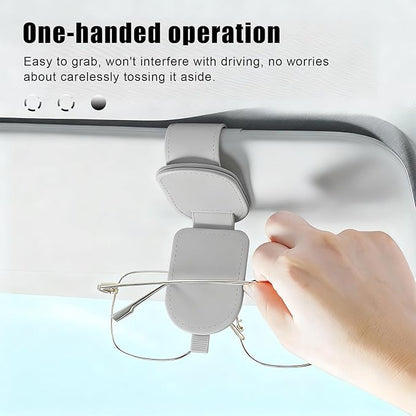 Sunglass Holder for Car Visor, Magnetic Leather Eyeglass Holder, Universal Car Sunglass Organizer Visor Accessories for SUV Truck Pickup, 2 Pack (Gray)