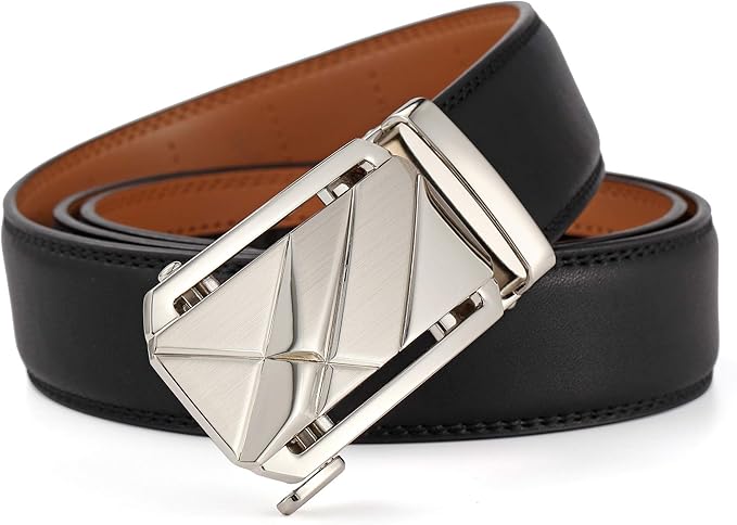Lingli Men's Belt,Ratchet Dress Belt with Automatic Buckle Brown/Black-Trim to Fit-35mm wide