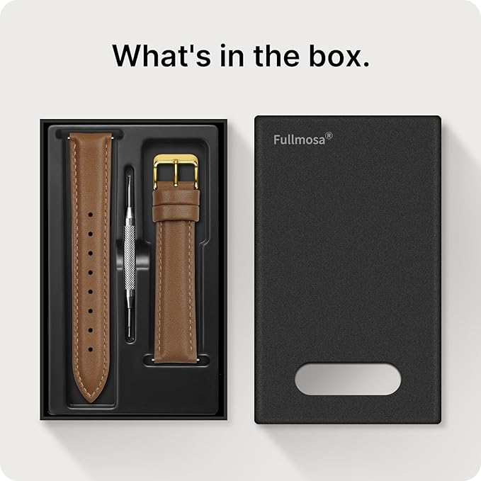 Fullmosa Watch Band, Quick Release Leather Watch Strap for Men Women, Replacement Bands Width 12mm 14mm 16mm 18mm 19mm 20mm 21mm 22mm 24mm