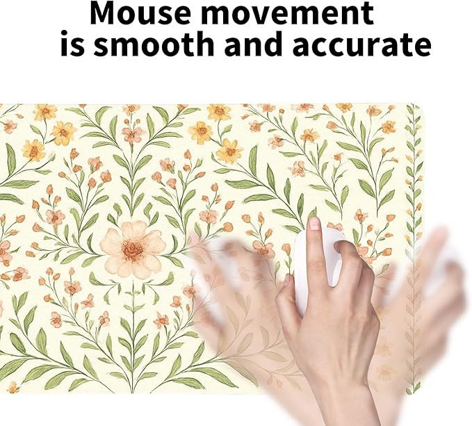 Romantic Floral Bouquet Desk Mat, Elegant PU Leather Desk Pad for Women - Large Non-Slip Office Mat to Elevate Your Gaming & Home Workspace（31.5 * 15.75in）