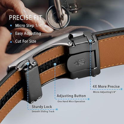 Zitahli Ratchet Belts for Men,Adjustable for Gift mens belt Leather For Dress and Casual Trim to Fit,Men's Accessories