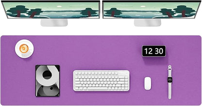 Hsurbtra Desk Pad, 48" x 17" PU Leather Desk Mat, XXXL Extended Mouse Pad, Waterproof Desktop Blotter Protector, Non-Slip Ultra Thin Large Laptop Keyboard Writing Mat for Office Home, Purple