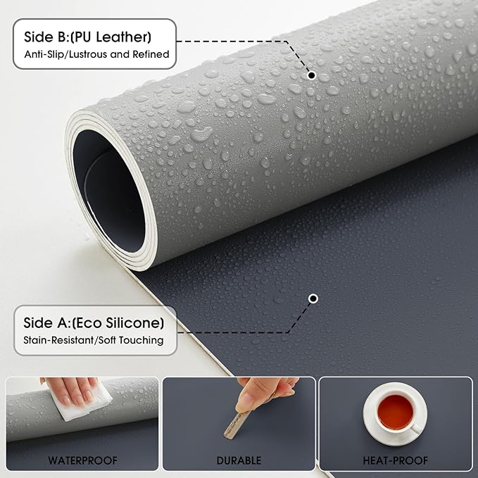 Leather Desk Pad Protector 31.5x15.7inch Non-Slip Large Gaming Mouse Pad Waterproof Desk Writing Pad Desk Blotter Laptop and Keyboard Mat for Office and Home(Royal Blue)